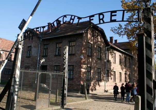 The infamous entry gate to Auschwitz.