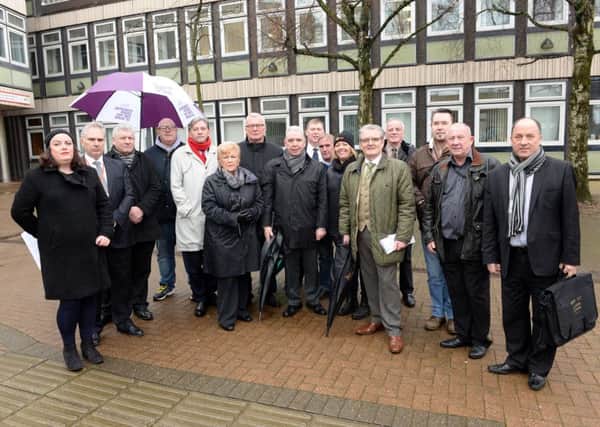 Labour councillors join trade union officials to protest against cuts to North Lanarkshire Council's budget