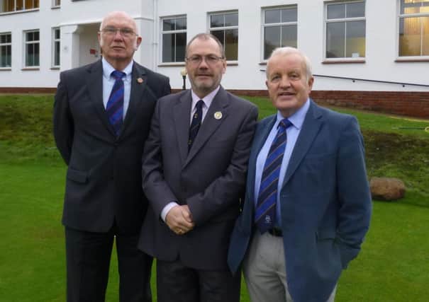 Club captain Brian Thistle (centre) with John Telfer (left) and John Watson.