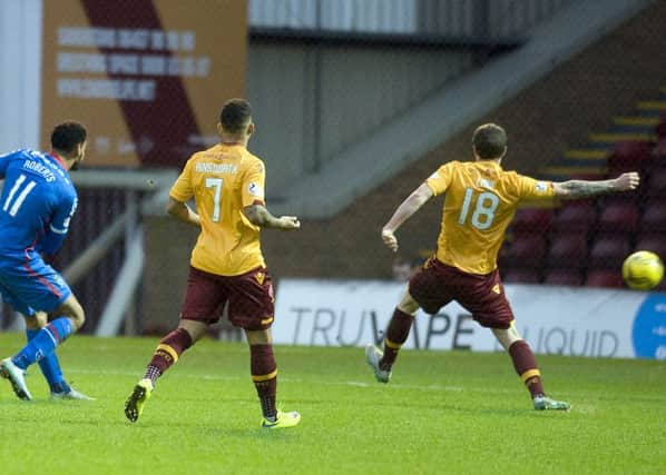 Inverness Caley sub Jordan Roberts sends Motherwell out of the Scottish Cup with a stunning last minute winner (Pic by Craig Halkett)