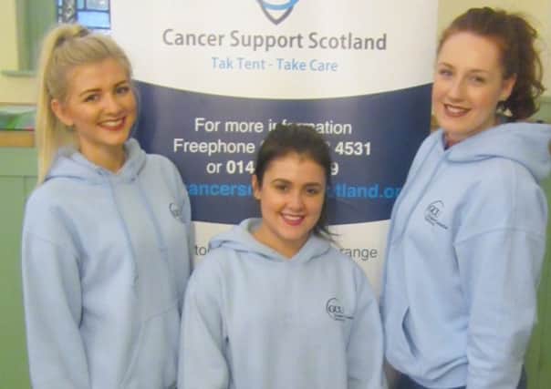 Glasgow Caledonian University students (l-r) Rachael Kelly, Beth Grandison and Louise Docherty.