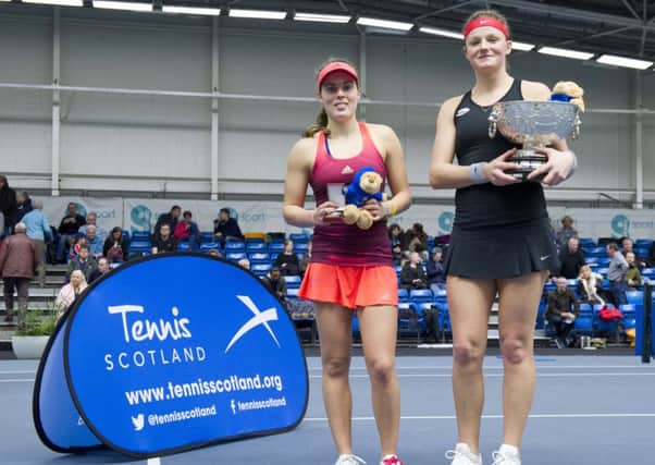 Runner-up Maia Lumsden and Anna Zaja after their Aegon GB Pro-Series Scottish Championships final. (Pic by Tennis Scotland)