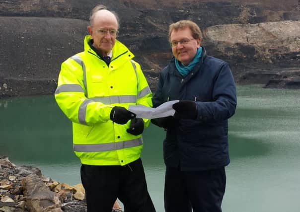 Clydesdale MP David Mundell at a mining site with Professor Russell Griggs, Chair of the Scottish Mining Restoration Trust last year