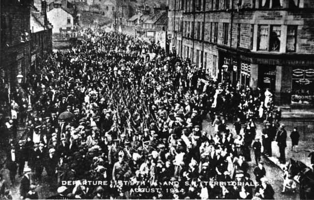 Eastside, Kirkintilloch - troops head for France in August 1914.