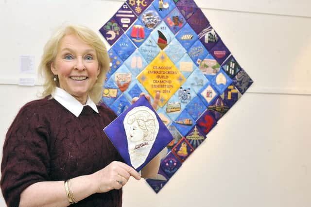Maura McRobbie with Diana embroidery.