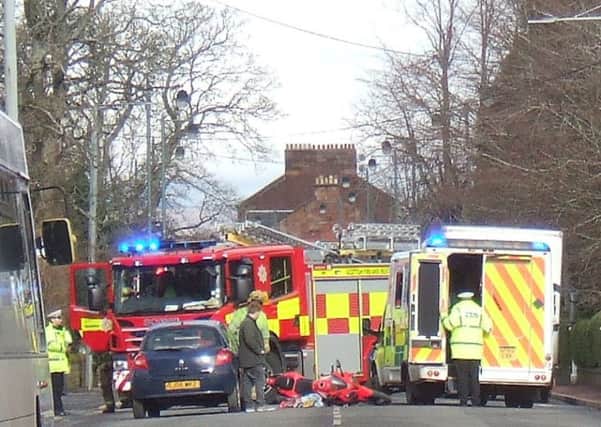 Crash scene in Bothwell Road, Uddingston. Picture: Charles McBride