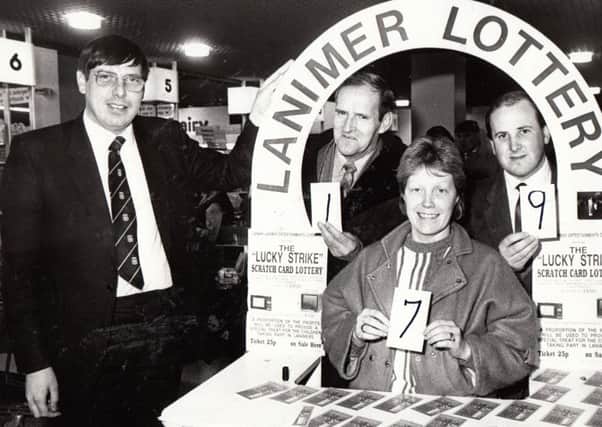 Ian Gray, left, at an early Lanimer Lottery launch