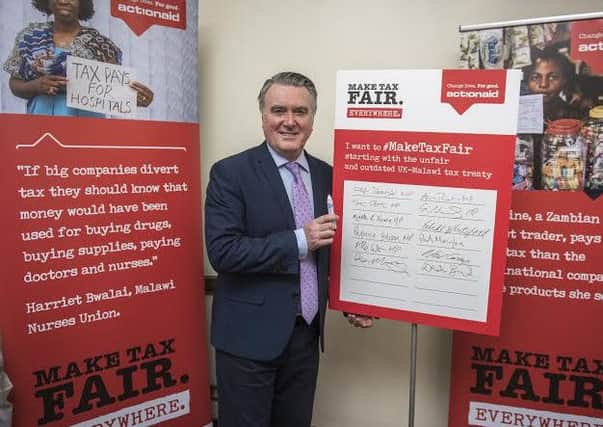 Action Aid's 'Make Tax Fair' campaign launch at The Houses of Parliament in Westminster, London.
