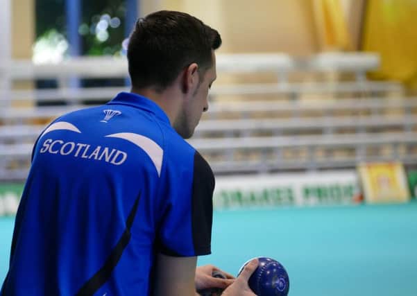 Gavin Ansari in action at the World Cup (pic courtesy of LawnBowls.com)