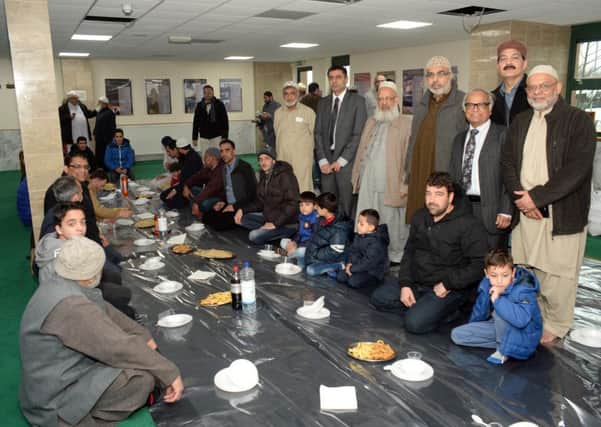The first group of refugees on a visit to Lanarkshire Central Mosque.