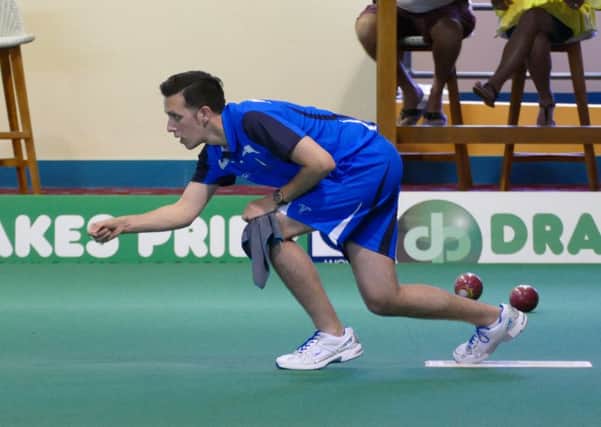 Bowler Gavin Ansari in action at the World Cup (pic by lawnbowls.com)