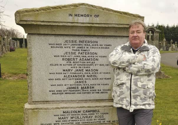 New Kilpatrick Cemetery, Roddy Campbell angry at the cost of burying his brothers ashes.