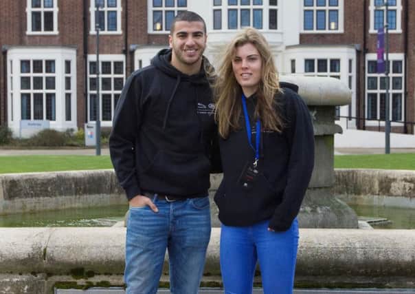 Lenzie tennis star Maia Lumsden and Olympic sprinter Adam Gemili at the Academy of Sport workshop at the Loughborough University