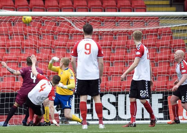 Clyde are stunned as Richard Little fires home what proved to be Arbroaths winner.
