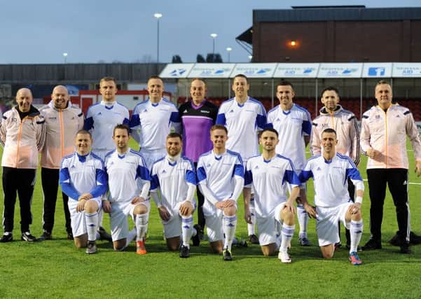 The Colville Park AFC players and management who booked the clubs Scottish Amateur Cup final place with a 2-1 win (Pic by Alan Watson)