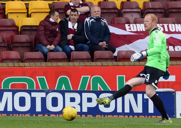 Craig Samson in action for Motherwell against Hearts on Saturday (Pic by Alan Watson)