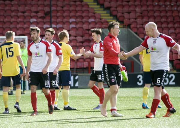 Handshakes all round after Clyde's win over Stirling Albion
