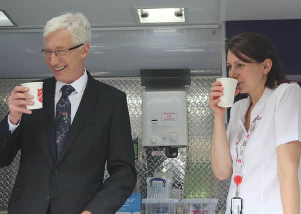 Captain Jo Moir, Salvation Army in Cumbernauld between 2008 and 2014 starring in documentary with TV star Paul O'Grady