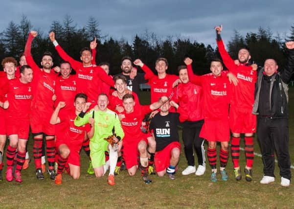 Jubilant Forth Wanderers players celebrate winning the league (Pic by Sarah Peters)