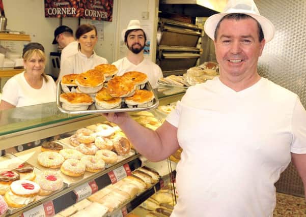 Staff at Peter's Bakery in Kirkintilloch with their sumptuous steak pies