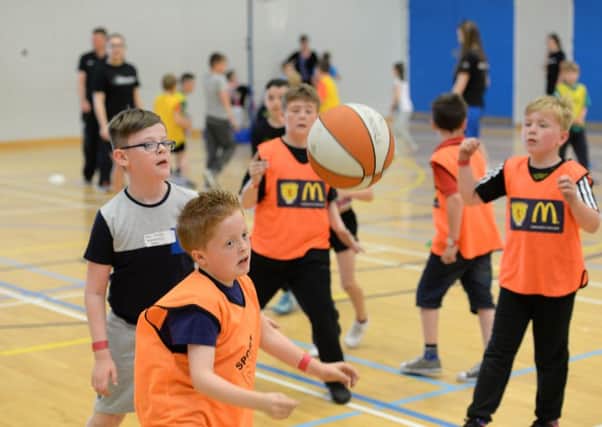 Pupils get active during a schools coaching event at Ravenscraig.
