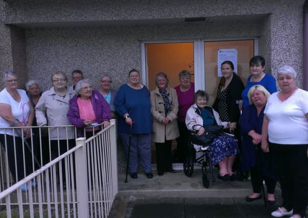 Pensioners outside their meeting room in Watson Street which is threatened with closure due to North Lanarkshire Council cutbacks.
