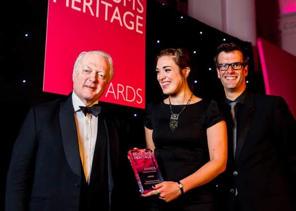 Trust chairman James Dawnay, Jennifer Court and awards host comedian Marcus Brigstocke (Pic by Simon Callaghan)