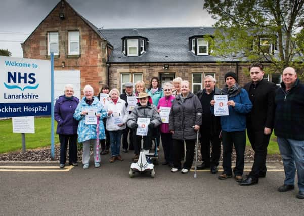 Protesters outside Lockhart Hospital in Lanark on Friday (Picture Sarah Peters).