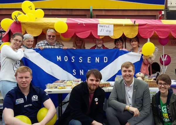 Mossend SNP members are joined by local SNP Youth Members at Bellshill Street Fair.