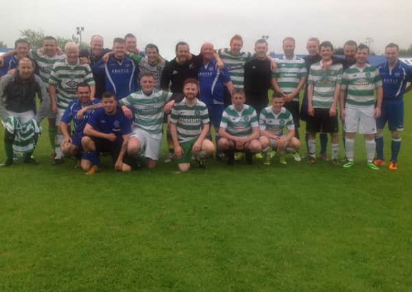 Players who took part in Killsyth Lennox Golf Club's Old Firm charity football match at Duncansfield