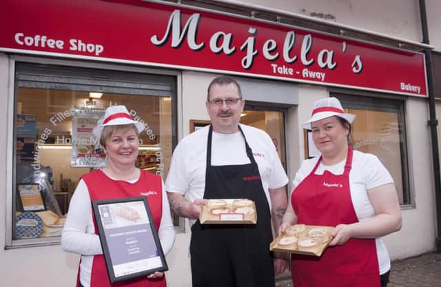 14-05-2016 Picture Roberto CavieresMajellas Bakery, 48 Cowgate, Kirkintilloch - won a bronze award for their pies. helen Majellas , Ross and Lisa Jenkins