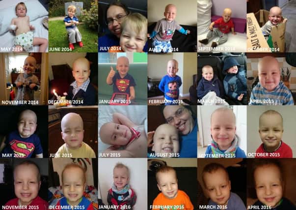 Jessica Mitchell's pictures of her son Dylan during his battle with a brain tumour. Her story features in a new report Losing My Place: The Reality of Childhood with a Brain Tumour.
