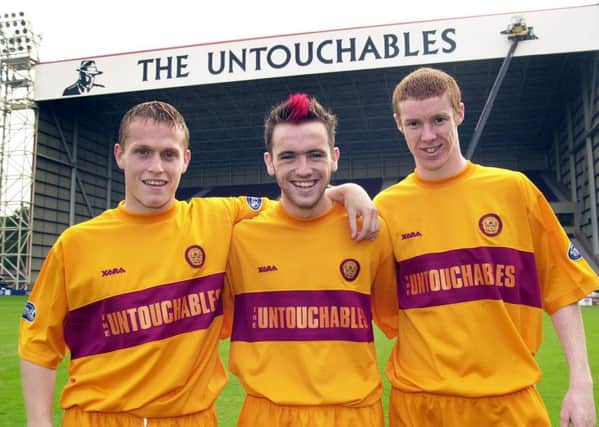 Stephen Pearson (right) pictured in 2002 with fellow 'Well stars Stevie Hammell and James McFadden