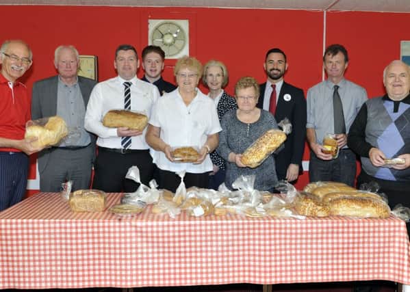 Fraser Centre - Councillor Eric Gotts and Tesco staff with surplus food that's been donated from Tesco.