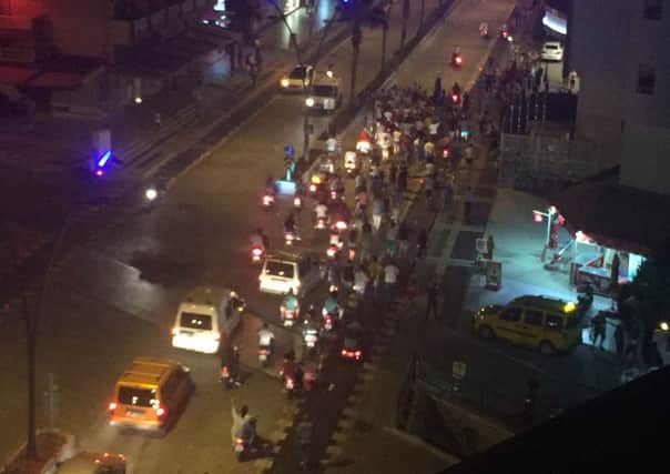 Rhonda Jones tweeted a picture of protestors gathering in Marmaris from her hotel window.