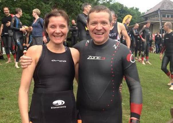 Jo and  younger brother Richard before setting off on their epic swim of Loch lomond for the mental health charity MIND.