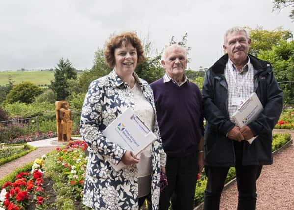 Beautiful Scotland Judges with Lanark in Bloom's Ernest Romer (centre) in the new Wallace Garden at Castlebank (Picture Sarah Peters)
