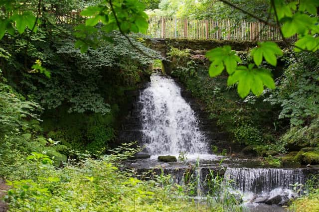 The previously hidden waterfall on Glen Path