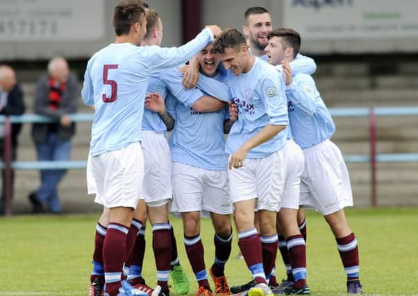 Cumbernauld celebrate Scott Upton's goal ... but that was as good as it got for the home team.
