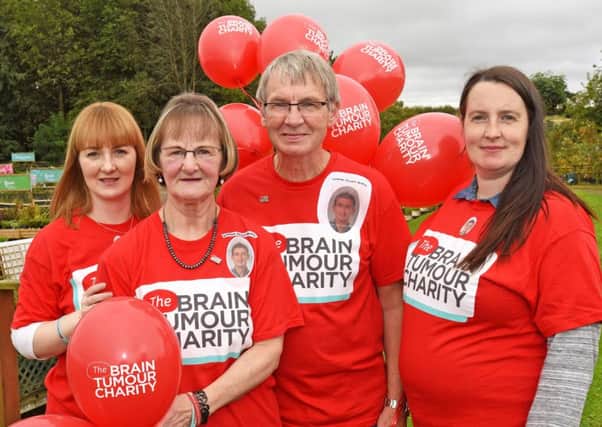 Graham's mum and dad Rachel & Donald with his sisters Sharyn & Jaclyn at Dobbie's Bearsden. They released balloons into the air on Thursday, August 11 at 4.15pm to mark the anniversary of his passing away.
