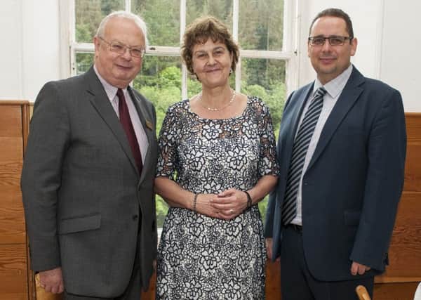 Lorna Davidson with Willie Macleod, trustee, and new chief executive Scott McCauley (Picture Sarah Peters)