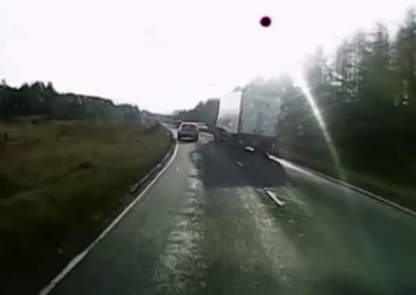 Lorry driver overtook at Levenseat, Forth, as cars came towards him
