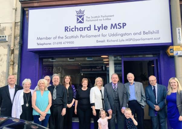 New branch convener Ramsay Millar (far, left) at opening of Uddingston and Bellshil MSP Richard Lyle's new constituency office.