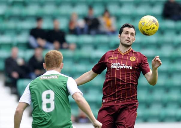 Carl McHugh is pictured playing in a pre-season friendly against Hibs at Easter Road in July (Pic by Craig Halkett)