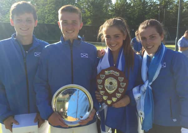 The under-18 players in Scotland's victorious Home Nations team. Left to right are Ewen Lumsden, Aidan McHugh, Alexandra Hunter and Maia Lumsden