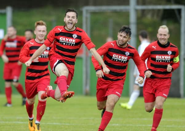 Chris Duff celebrates after netting the opener in the semi-final success over Pollok.