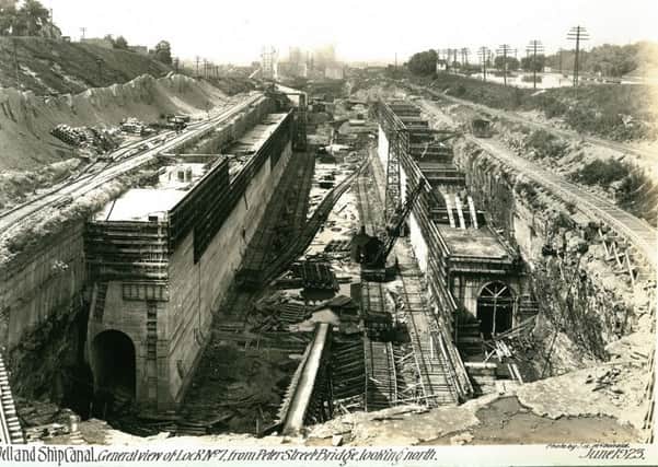 Lock 7 under construction, 1923. Photo: J.A. McDonald. Brock University Alan Sykes Welland Canal Collection.