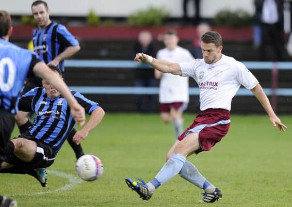 Simon Eeles fires in Cumbernauld's first goal against Girvan