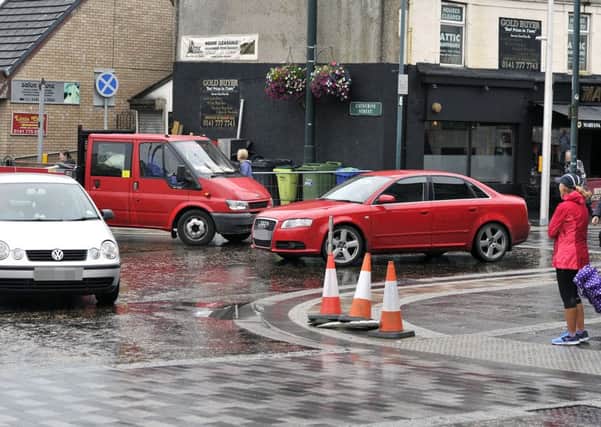 Part of the shared space road design in Kirkintilloch, at the busy Catherine Street junction, where two accidents happened in the space of two weeks.