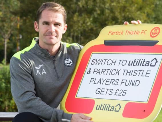 Thistle boss Alan Archibald promotes the new deal with Utilita
